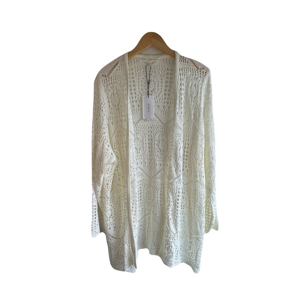 Chelsea & Theodore White Crochet Open Cardigan 2X – Lightweight NWT Sweater - Picture 1 of 4